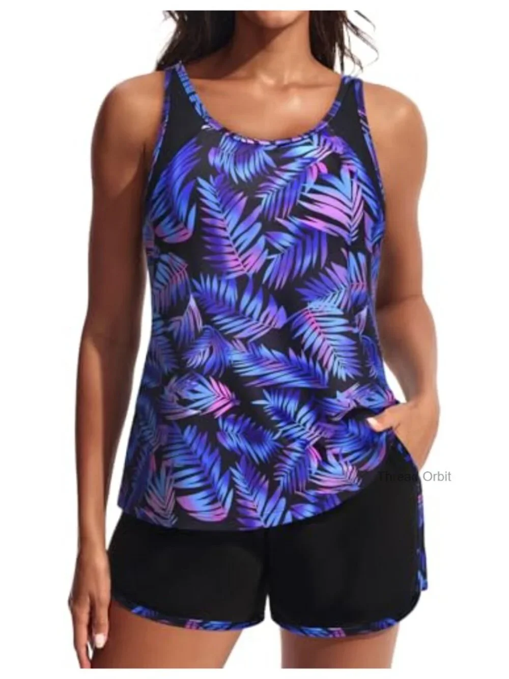 Women's Tankini Swimsuits Tummy Control Athletic Two Piece Swim Shorts